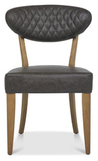 Rustic Oak Oval Dining Table x 6 Grey Leather Chair Set - Home Furniture Interiors