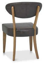 Rustic Oak Oval Dining Table x 6 Grey Leather Chair Set - Home Furniture Interiors
