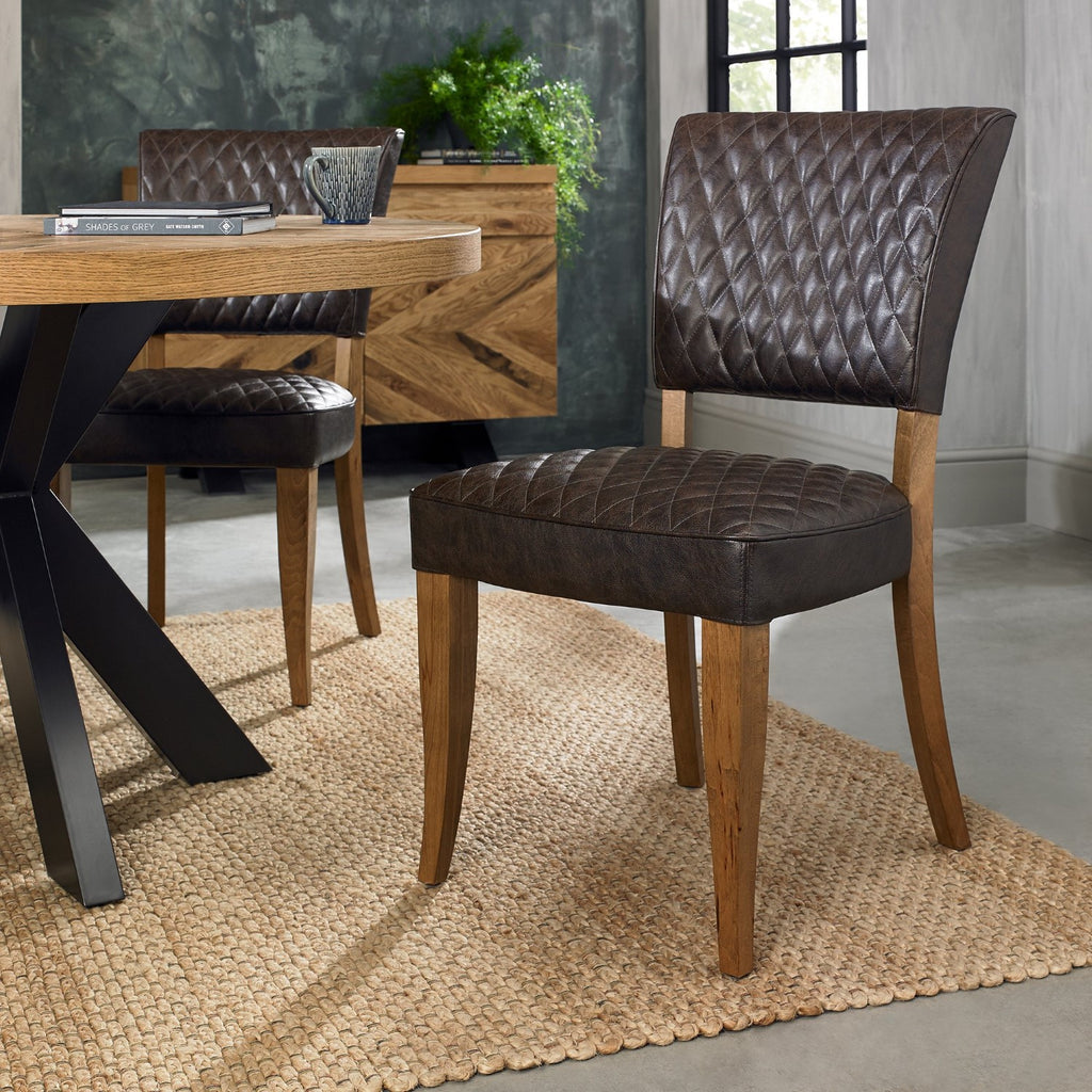 Rustic Oak Oval Dining Table Set 6 Grey Leather Chairs - Home Furniture Interiors