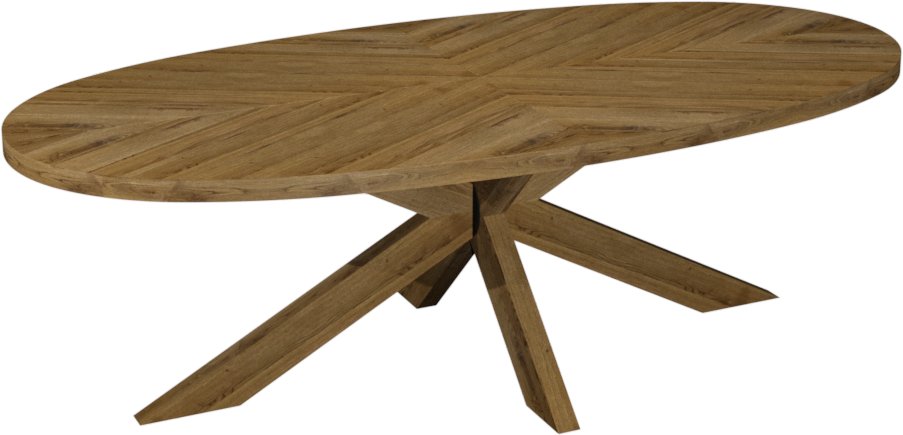 Ellipse Rustic Oak 8 Seater Dining Table with Wooden Legs