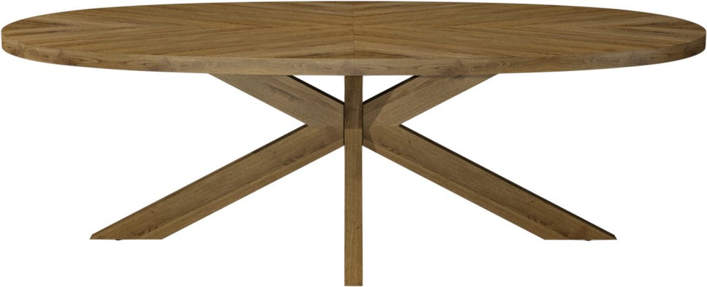 Ellipse Rustic Oak 8 Seater Dining Table with Wooden Legs - Home Furniture Interiors