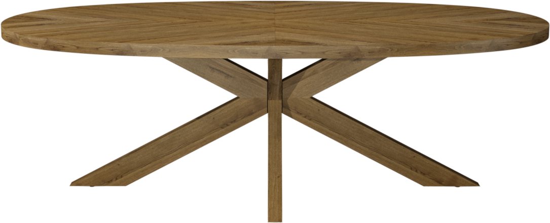 Ellipse Rustic Oak 8 Seater Dining Table with Wooden Legs - Home Furniture Interiors