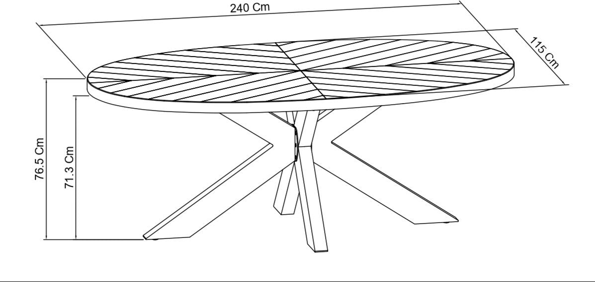 Ellipse Rustic Oak 8 Seater Dining Table with Wooden Legs - Home Furniture Interiors