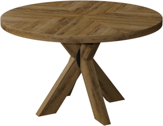 Ellipse Rustic Oak 4 Seater Circular Dining Table with Wooden Legs