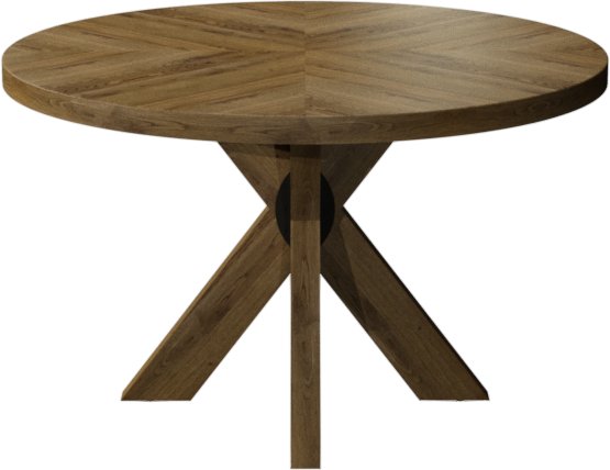 Ellipse Rustic Oak 4 Seater Circular Dining Table with Wooden Legs - Home Furniture Interiors