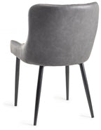Rustic Oak Round Dining Table Set 4 Grey Leather Chairs - Home Furniture Interiors