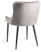 Rustic Oak Small Dining Table Set Grey Velvet Fabric Chairs - Home Furniture Interiors