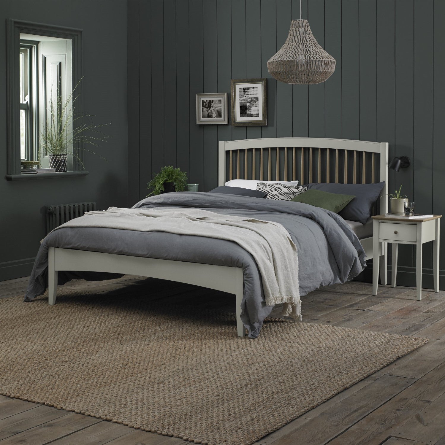 Grey Painted Scandi Oak Double Bed