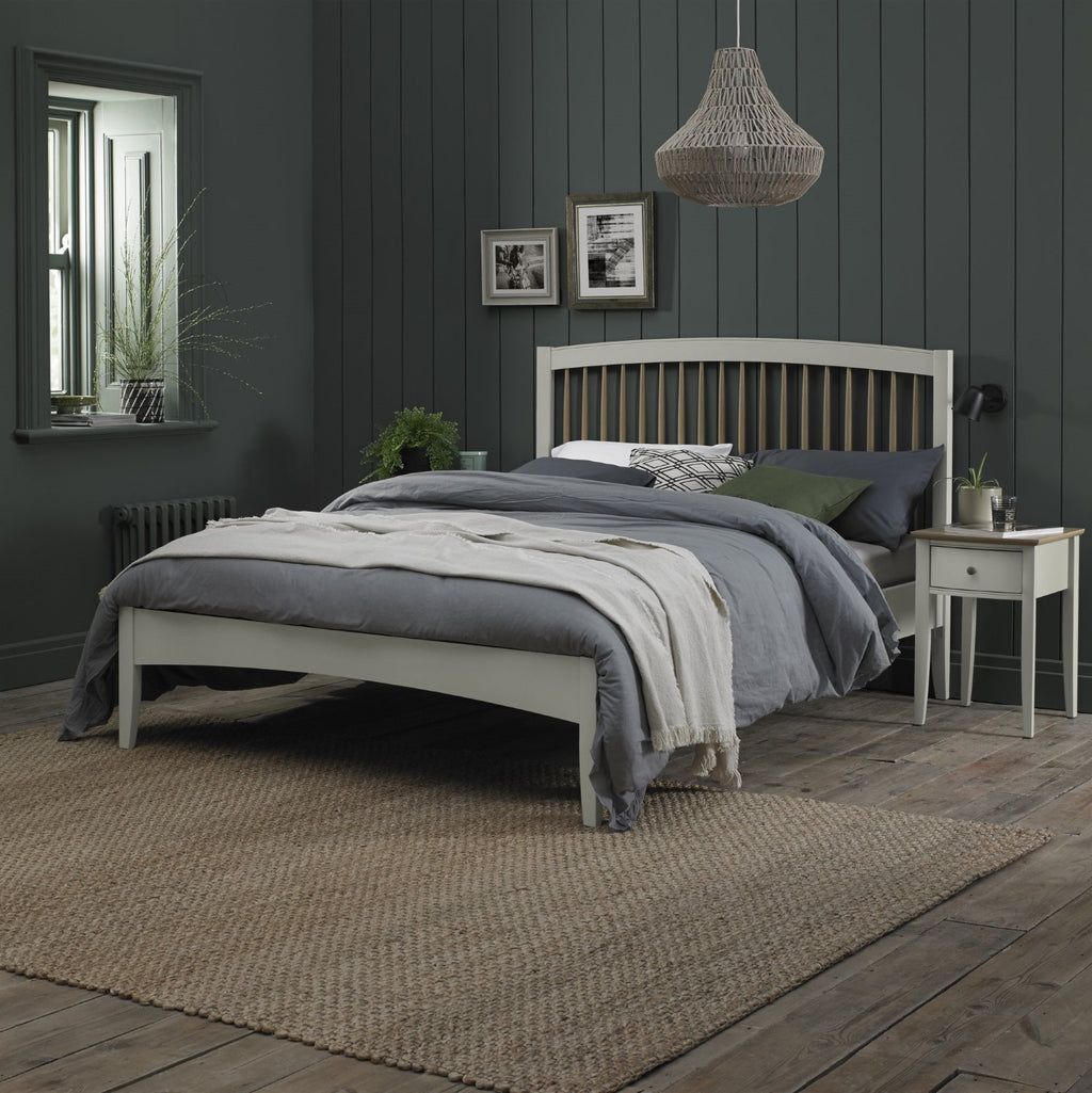 Scandi Oak Light Grey Painted 5ft King Size Bed