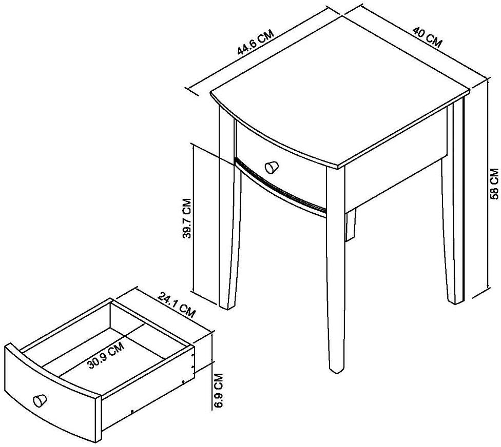 Grey Painted Oak Top Bedside Table - Home Furniture Interiors