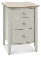 Grey Painted 3 Drawer Bedside Cabinet Oak Top - Home Furniture Interiors