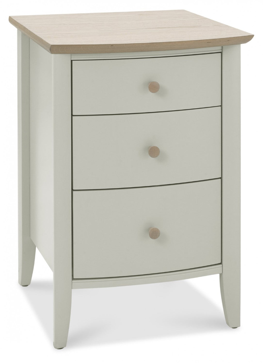 Grey Painted 3 Drawer Bedside Cabinet Oak Top - Home Furniture Interiors