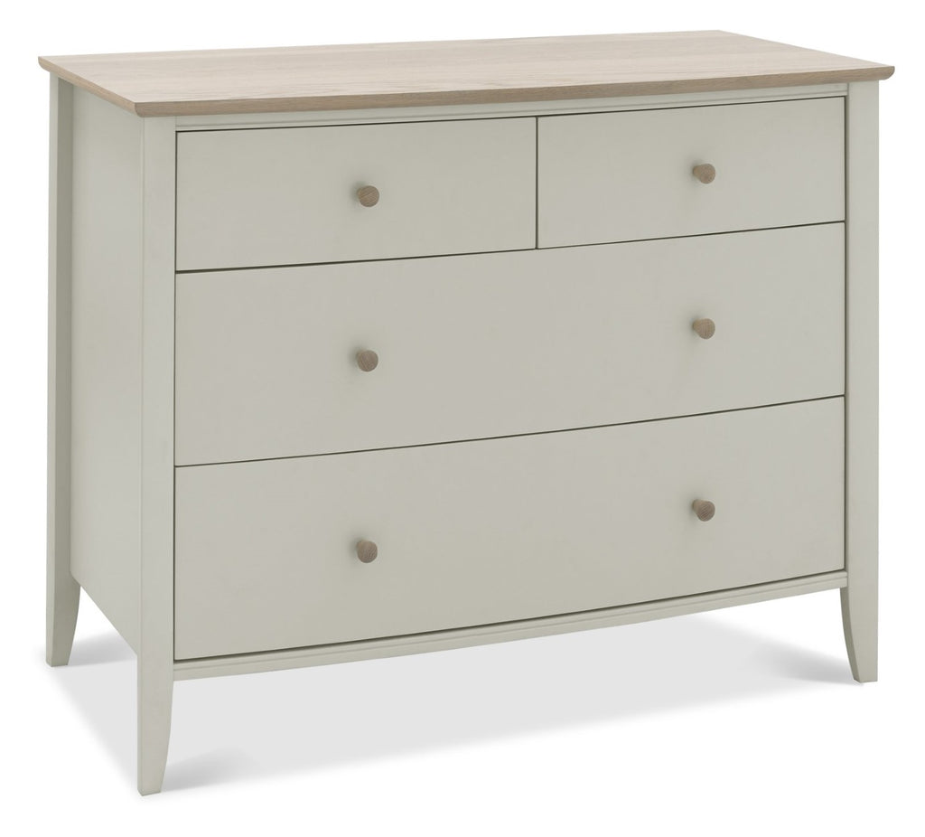 Light Grey Painted Oak Top Chest of 4 Drawers - Home Furniture Interiors
