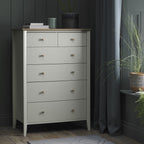 Grey Painted Oak Top Tall Chest of 6 Drawers