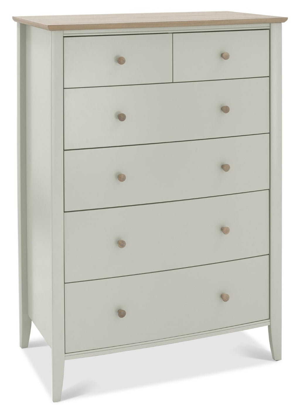 Grey Painted Oak Top Tall Chest of 6 Drawers - Home Furniture Interiors