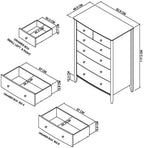Grey Painted Oak Top Tall Chest of 6 Drawers - Home Furniture Interiors