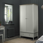 Scandi Tall Light Grey Oak Top Double Wardrobe