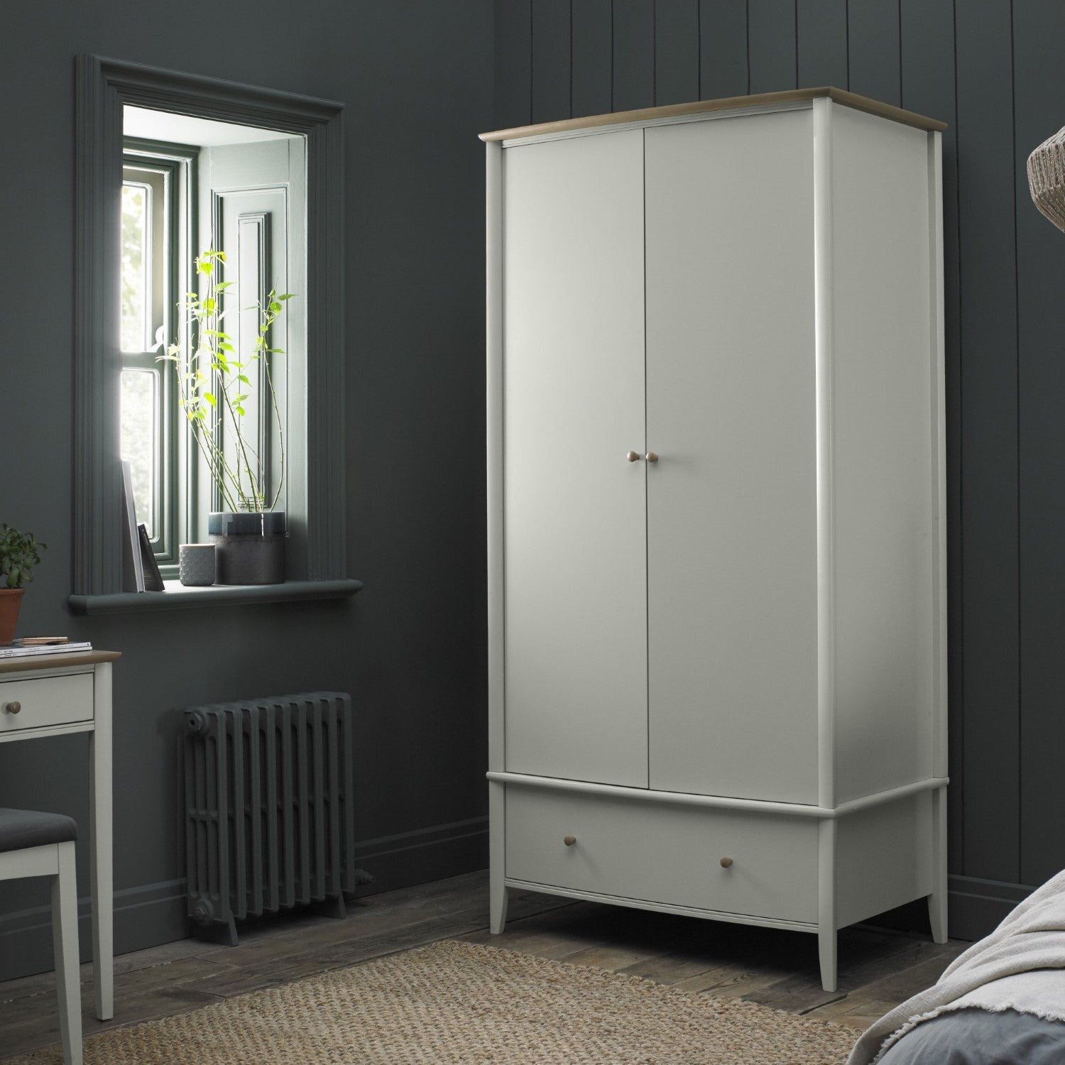 Scandi Tall Light Grey Oak Top Double Wardrobe