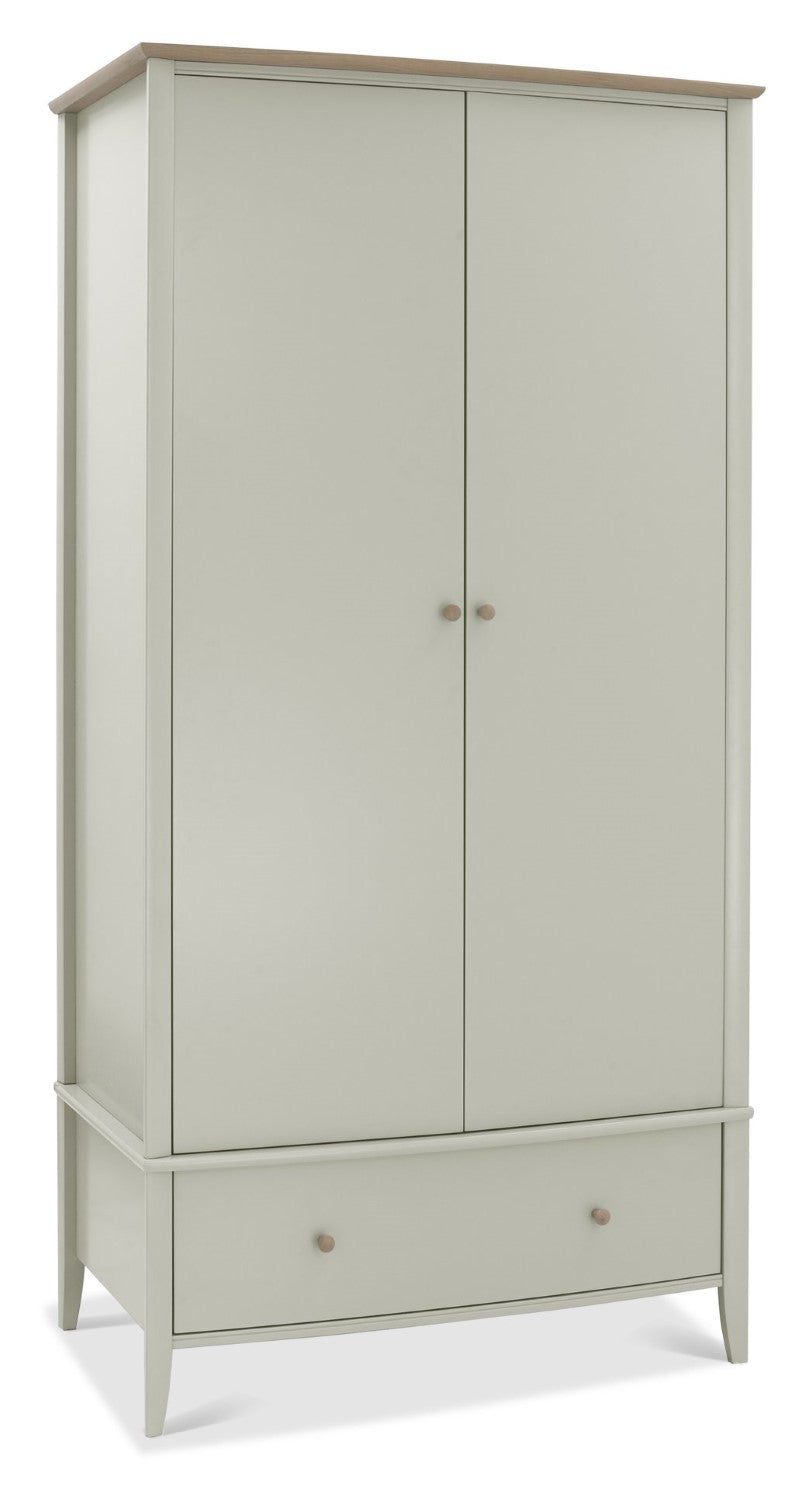 Scandi Tall Light Grey Oak Top Double Wardrobe - Home Furniture Interiors