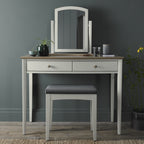 Light Grey Scandi Oak Top Dressing Table 2 Drawers