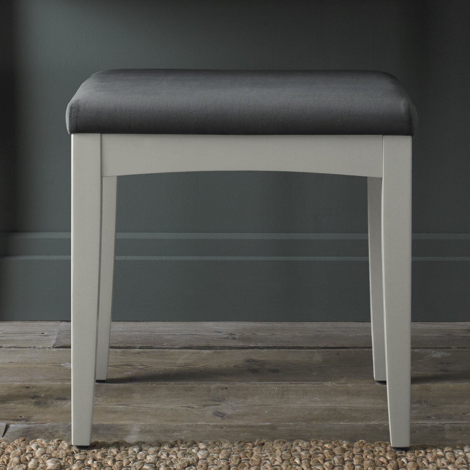 Light Grey Dressing Table Stool Grey Velvet Padded Seat