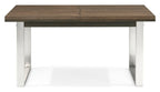 Dark Oak Chrome Extending Dining Set 4 Green Velvet Chairs - Home Furniture Interiors