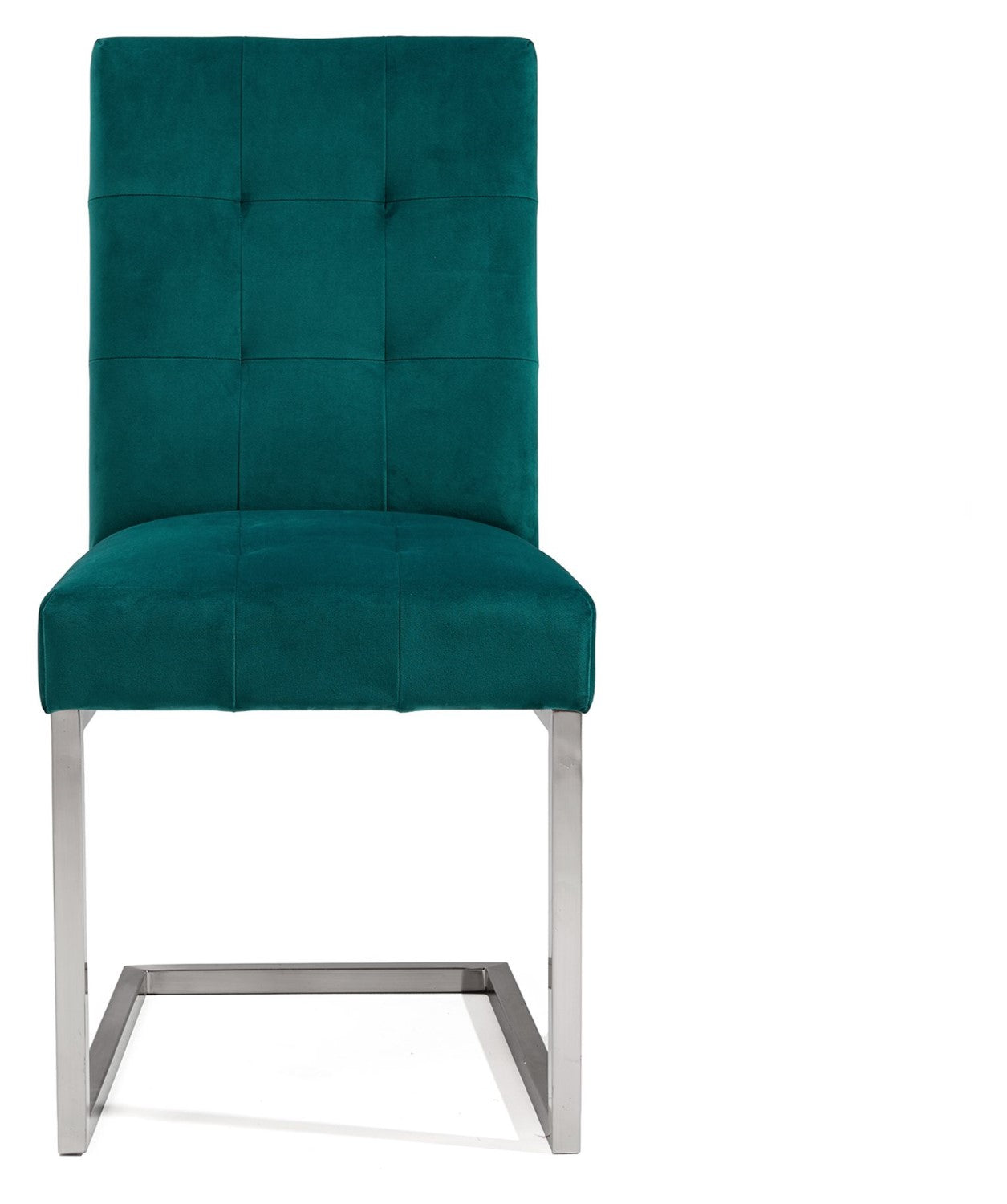 Dark Oak Chrome Extending Dining Set 4 Green Velvet Chairs - Home Furniture Interiors