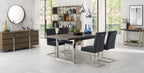 Dark Oak Chrome Extending Dining Set 4 Grey Velvet Chairs - Home Furniture Interiors