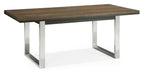 Dark Oak Chrome Extending Dining Set 6 Black Leather Chairs - Home Furniture Interiors