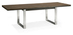 Dark Oak Chrome Extending Dining Set 6 Black Leather Chairs - Home Furniture Interiors