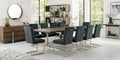 Dark Oak Chrome Extending Dining Set 10 Grey Velvet Chairs