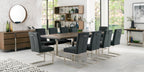 Dark Oak Chrome Extending Dining Set 10 Grey Velvet Chairs