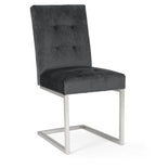 Dark Oak Chrome Extending Dining Set 10 Grey Velvet Chairs - Home Furniture Interiors