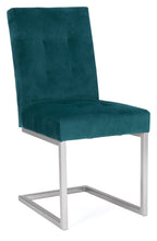 Dark Oak Chrome Extending Dining Set 6 Green Velvet Chairs - Home Furniture Interiors
