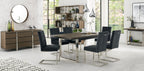 Dark Oak Chrome Extending Dining Set 6 Grey Velvet Chairs - Home Furniture Interiors