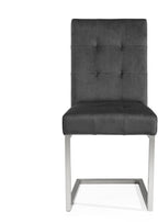 Dark Oak Chrome Extending Dining Set 6 Grey Velvet Chairs - Home Furniture Interiors
