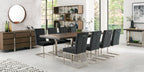 Dark Oak Chrome Extending Dining Set 8 Grey Velvet Chairs