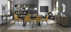 Oak 8 Seater Table 6 Yellow Velvet Chairs Dining Set - Home Furniture Interiors
