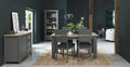Grey Painted Oak Top Dining Table Set 4 Grey Leather Chairs