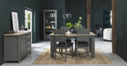 Grey Painted Oak Top Dining Table Set 4 Grey Leather Chairs