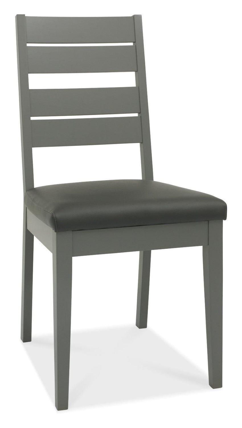 Grey Painted Oak Top Dining Table Set 4 Grey Leather Chairs - Home Furniture Interiors