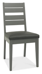 Grey Painted Oak Top Dining Table Set 4 Grey Leather Chairs - Home Furniture Interiors