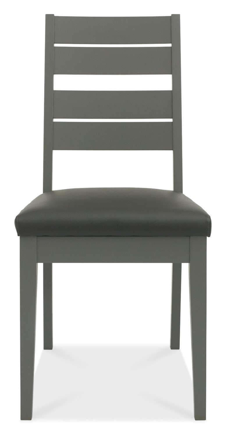 Grey Painted Oak Top Dining Table Set 4 Grey Leather Chairs - Home Furniture Interiors