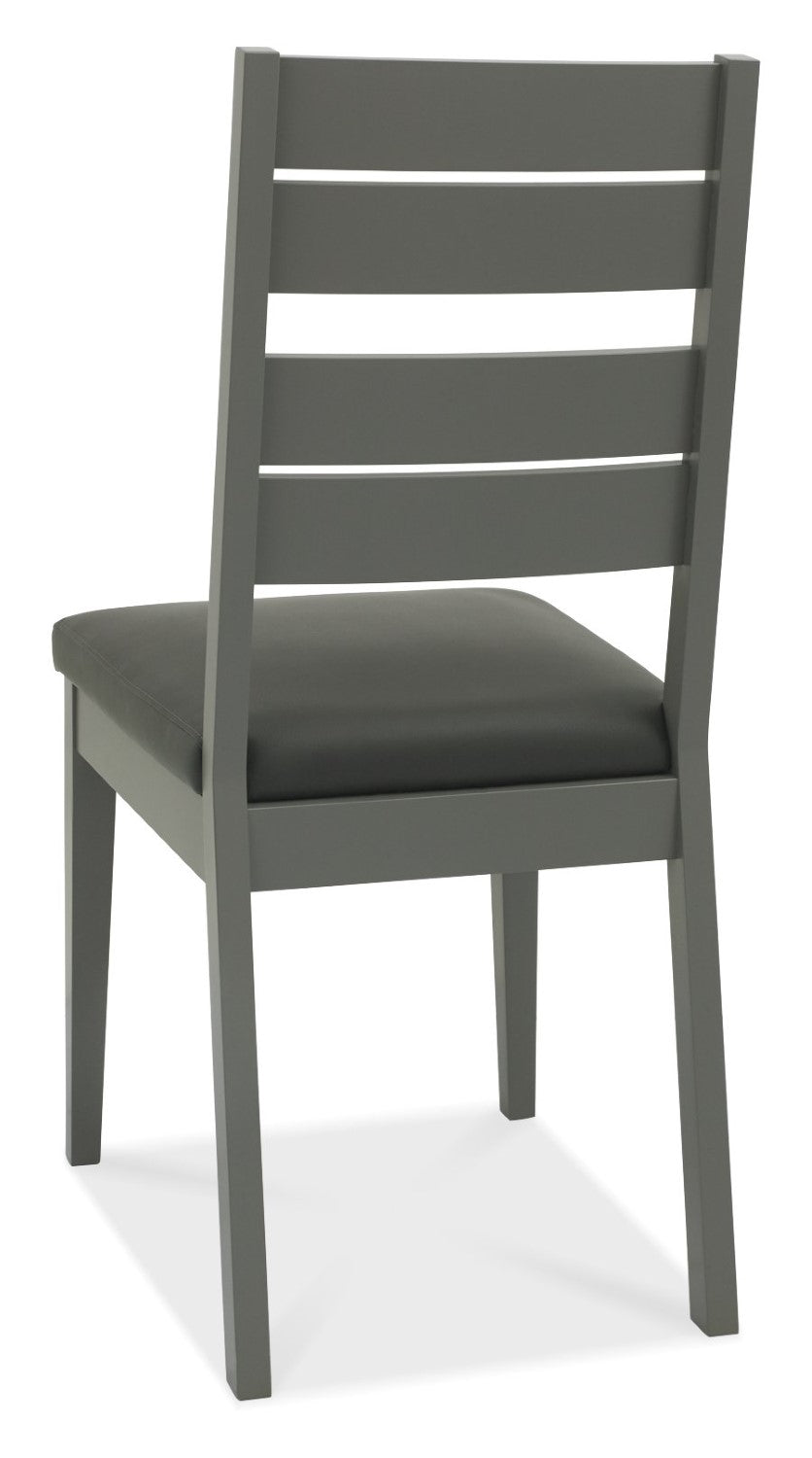 Grey Painted Oak Top Dining Table Set 4 Grey Leather Chairs - Home Furniture Interiors