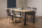 Oak Extending Dining Table Set 4 Grey Velvet Fabric Chairs