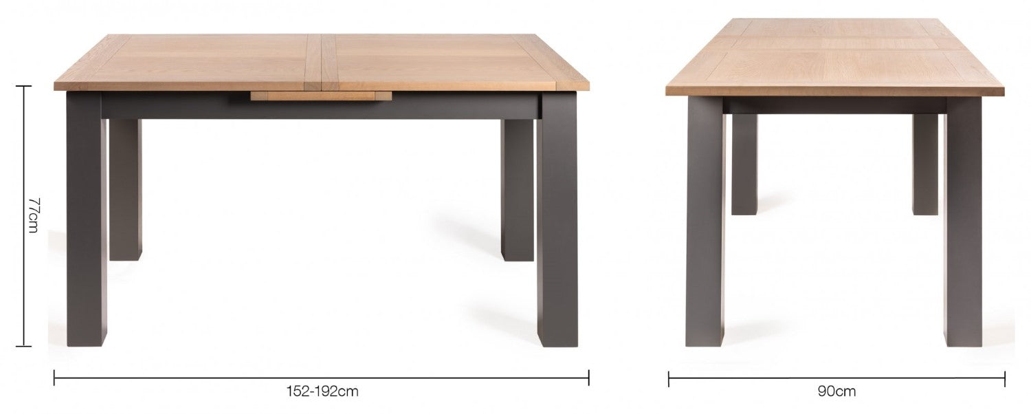 Oak Extending Dining Table Set 4 Grey Velvet Fabric Chairs - Home Furniture Interiors