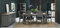 Dark Oak Extending Dining Set 6 Dark Grey Leather Chairs