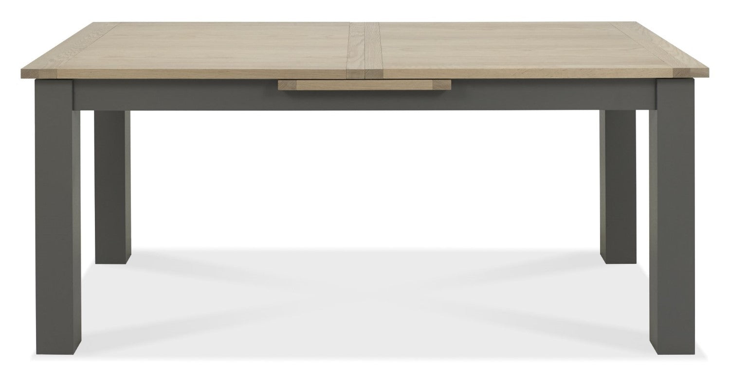 Dark Oak Extending Dining Set 6 Dark Grey Leather Chairs - Home Furniture Interiors