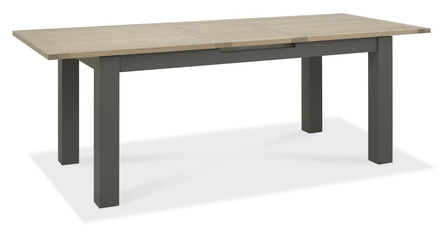 Dark Oak Extending Dining Set 6 Dark Grey Leather Chairs - Home Furniture Interiors