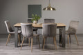 Oak 8 Seater Table 6 Grey Velvet Fabric Chairs Dining Set